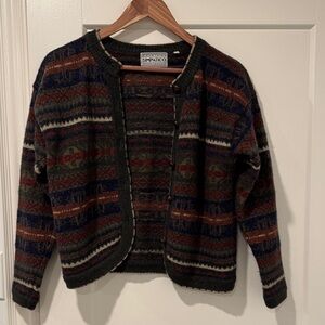 Women's Multicolor Patterned Wool-Blend Cardigan